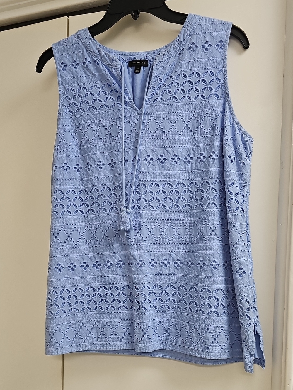 Talbots Light Blue Eyelet Tie-Front Sleeveless Camisole